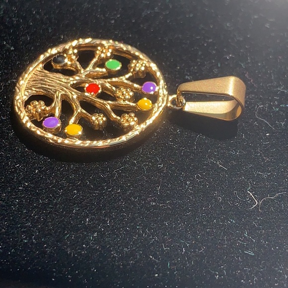 New Gold Tone Stainless Steel Tree of Life Pendant - Picture 7 of 10